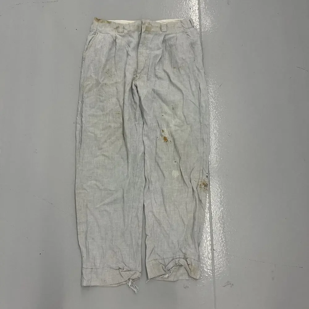 Vintage 50s Blue Rayon Drop Loop Trousers 34x29
